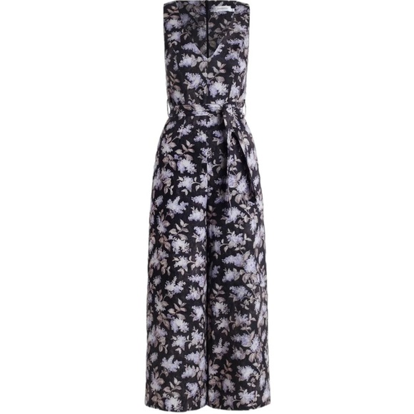 Zimmerman Linen stranded jumpsuit in black lavender Floral, size 0 - Picture 1 of 7